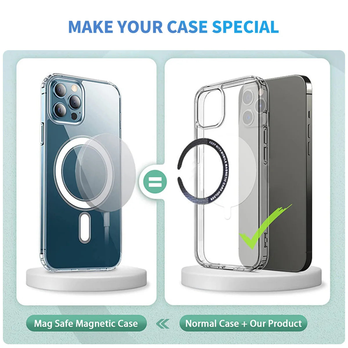 1PC/3PCS Stainless Steel Universal Magnetic Metal Plate Ring For Magsafe Wireless Charger Iron Sheet Sticker Car Phone Holder