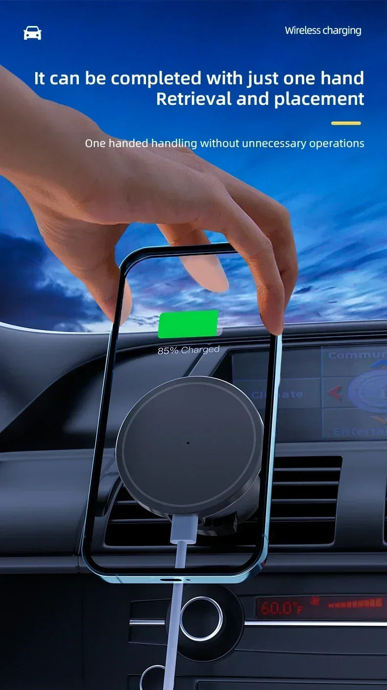 VIKEFON Magnetic Car Wireless Charger For iPhone 12 13 14 15 pro max Air Vent Car Phone Holder Stand Fast Car Charging