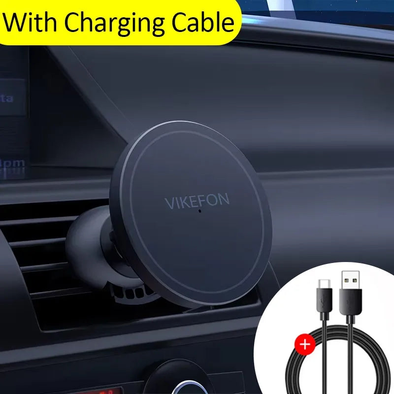 VIKEFON Magnetic Car Wireless Charger For iPhone 12 13 14 15 pro max Air Vent Car Phone Holder Stand Fast Car Charging